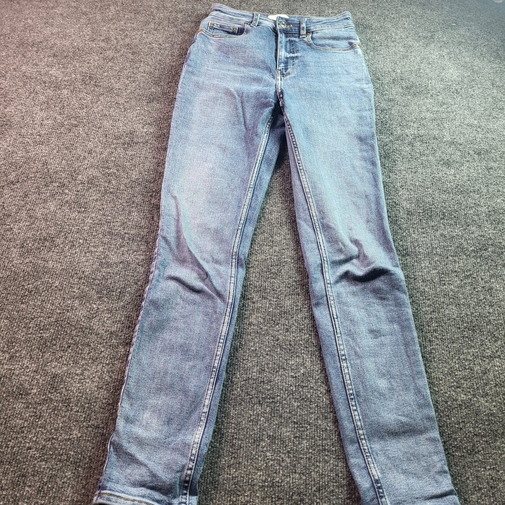 H M Womens Size 2 High Waisted Skinny Jeans Light Wash Denim - Picture 3 of 8